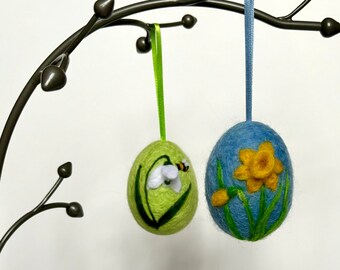 Easter egg, spring flower designs, tree decorations, made with wool, price per decoration