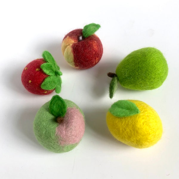 Felt Fruit decoration, tree decoration, table decoration, toy fruit, strawberry,apple, pear,lemon, peach, plum, raspberry, various sizes