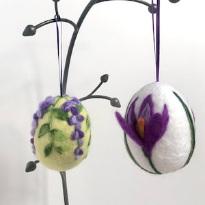 Spring decorations,  easter egg decoration, needle felted design, 7cm tall,flower decoration, Price per egg