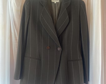 1980’s Giorgio Armani Le Collezioni Dark Brown Pinstripe Double Breasted Blazer