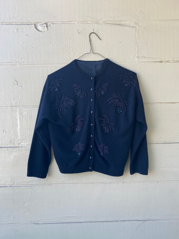 50’s black beaded cardigan