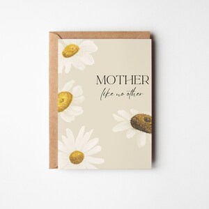 Une mère pas comme les autres Carte marguerite, carte de fête des mères, carte de fête des mères marguerite délicate, carte de fête des mères marguerite, fête des mères fleur, carte neutre