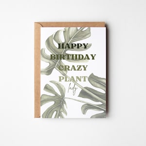 Carte de voeux pour amateur de plantes, Carte de plante Monstera, Carte de joyeux anniversaire, Dame folle des plantes, Cartes pour elle, Carte pour amateur de plantes