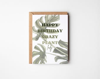 Carte de voeux pour amateur de plantes, Carte de plante Monstera, Carte de joyeux anniversaire, Dame folle des plantes, Cartes pour elle, Carte pour amateur de plantes