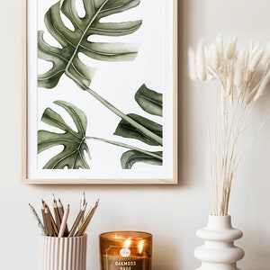 Monstera Plant Watercolor Print, Monstera Plant Poster, Plant Lover Gift, Botanical Wall Art, Plant Decor Floral Picture, Tropical Leaf image 9
