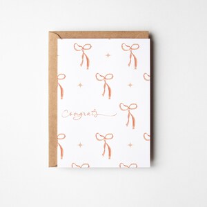 Carte Congarts avec jolis noeuds orange, coquette, noeuds, jolie carte de félicitations, carte de voeux pour toutes les occasions, carte de remise des diplômes, carte de mariage