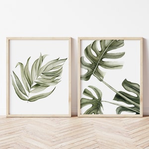 Monstera Plant Watercolor Print, Monstera Plant Poster, Plant Lover Gift, Botanical Wall Art, Plant Decor Floral Picture, Tropical Leaf image 4