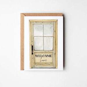 Welcome Home Greeting Card – New Neighbor Card, Housewarming Card, Watercolor Door Art, Moving Gift Card, Hand Painted Front Door Design