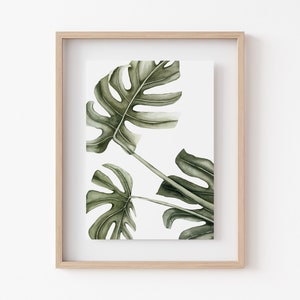 Monstera Plant Watercolor Print, Monstera Plant Poster, Plant Lover Gift, Botanical Wall Art, Plant Decor Floral Picture, Tropical Leaf image 8