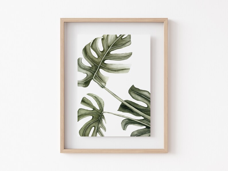 Monstera Plant Watercolor Print, Monstera Plant Poster, Plant Lover Gift, Botanical Wall Art, Plant Decor Floral Picture, Tropical Leaf image 8