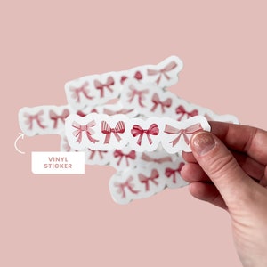 Row of Pink Bows Vinyl Sticker, Bow Stickers For Journal, Laptop Sticker Aesthetic, Kindle Sticker With Bow, Pink Bow Sticker, Bow aesthetic