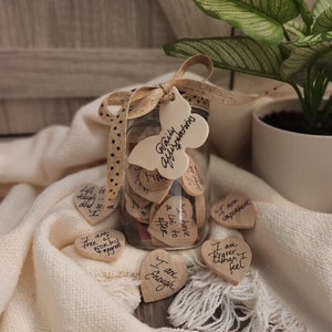 Daily Affirmations - Hearts in a Jar - Empowering Self-Care and Confidence, Holiday Gift, Motivational