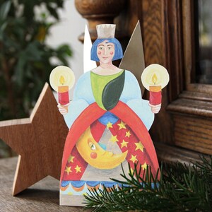 Weihnachtskarte – Bastelbogen Engel – Grußkarte mit Umschlag – diy – Folklorestil