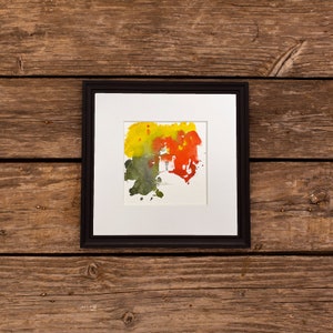 Eifelmohn IV, original artwork, watercolor painting with passe-partout without frame, landscape motif, square format, Eifel