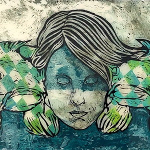 オリジナルアート作品、鯉、小さなアート作品、立てて吊るすアート、希望の担い手、お守り