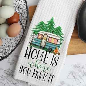 Camping Kitchen Towel, Camping Towel, Dishtowel, Dish Drying Towel, Waffle Weave Towel, Tea Towels, Pie Kitchen Towel, RV Camper Towel