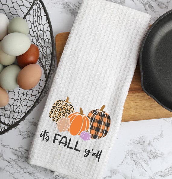 It's Fall Y'all Pumpkin Fall Waffle Weave Dish Towels, Dishtowels, Dish  Drying Towels, Waffle Weave Towels, Dish Drying Towels, Decor 