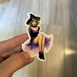 Vintage Halloween Sticker, Halloween Witch Sticker, Die Cut Sticker, Witch Sticker, Water Resistant Sticker