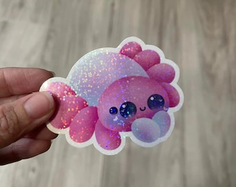 Pink Lavender Jumping Spider Holographic Vinyl Sticker