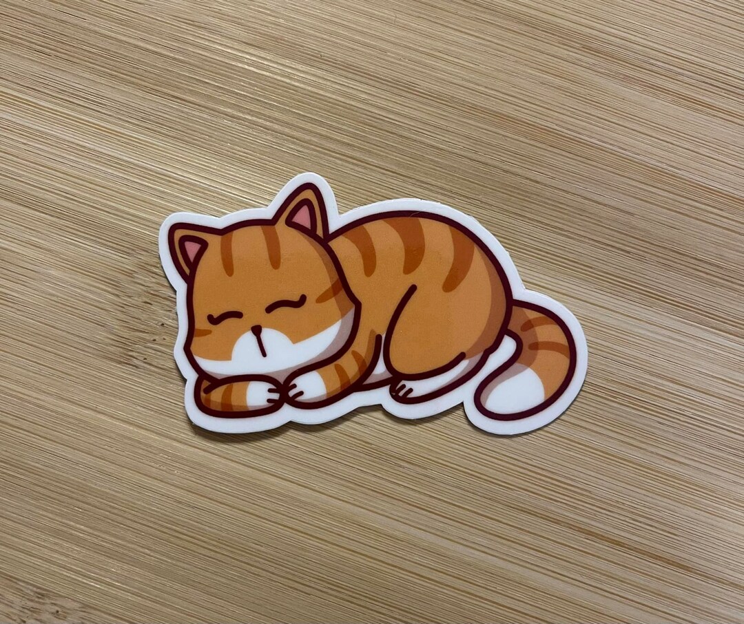 Kawaii Orange Tabby Cat Sticker, Water Resistant Vinyl - Etsy