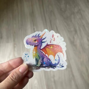 Pastel Dragon Holographic Sticker - Dragon Sticker - Fantasy Sticker - Diecut Sticker - Vinyl Stickers - Decal - Label - Laptop Sticker