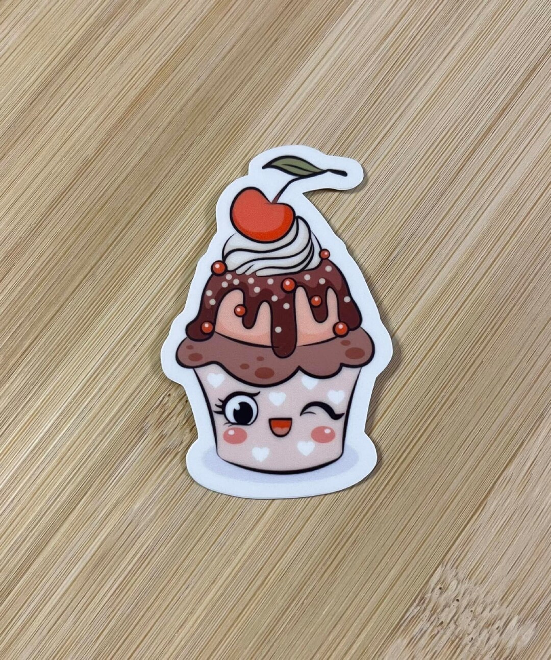Cherry Cupcake Kawaii Sticker, Cupcake Sticker, Kawaii Cupcake Sticker, Cute Sticker, Cute