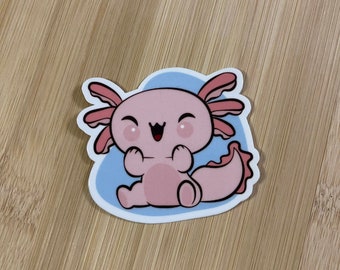 Kawaii Axolotl Vinyl Sticker, Water Resistant