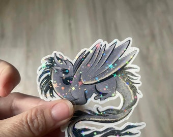 Fairy Dragon Holographic Sticker - Fantasy Vinyl Decal