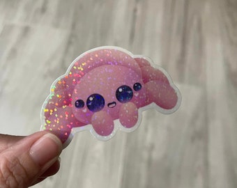Pink Jumping Spider Holographic Vinyl Sticker - Cute Laptop Decal