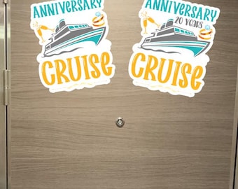 Anniversary Cruise Door Magnet Signs - Royal Caribbean Carnival - Personalized Cruise Keepsake -Refrigerator Office