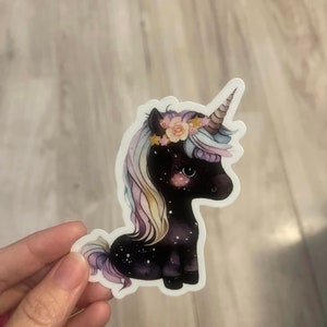 Black Unicorn Vinyl Sticker- Unicorn Vinyl Sticker -Unicorn Laptop Sticker - Notebook Sticker - Girls Unicorn Sticker - Goth Unicorn sticker