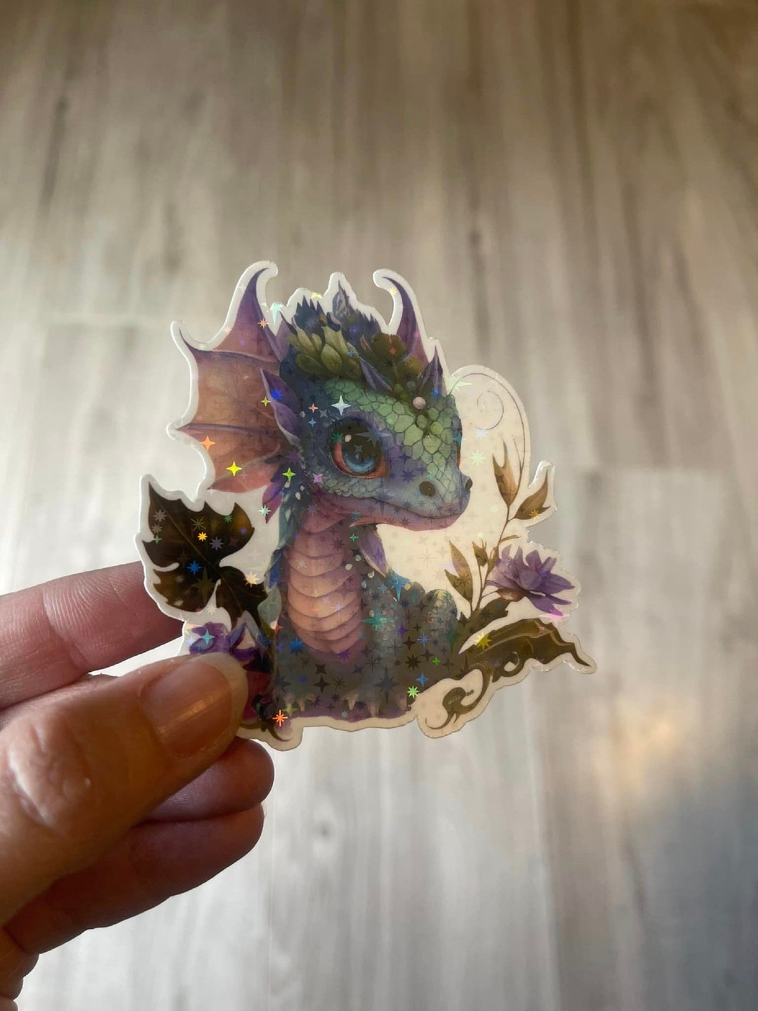Dragon Holographic Sticker Dragon Sticker Fantasy Sticker Diecut ...