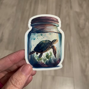 Sea Turtle Vinyl Die Cut Sticker - Sea Turtle Mason Jar Sticker - Sea Turtle Sticker - Sea Turtle Decal - Sea Turtles - Turtle Sticker