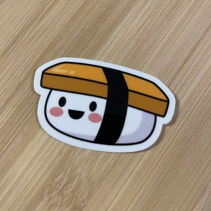 Sushi Sticker, Kawaii Sushi Sticker, Cute Sushi Sticker, Foodie Sticker, Sushi Decal, Water Resistant Decal Sticker, Vinyl Sushi Sticker