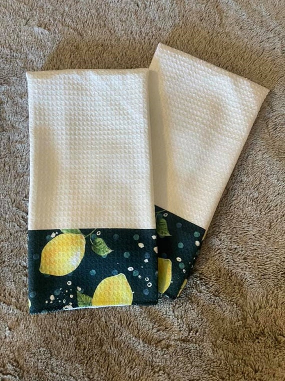 Lemons Navy Blue Dish Towel Hand Towel Set, Leamon Tea Towels, Lemon Fruit Kitchen  Towels, Lemon Drying Towels, Kitchen Tea Towels, Towels 