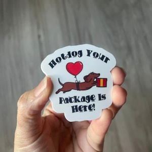 Hot Dog Your Package Is Here Stickers - Fun Shipping Labels - Dog Shipping Labels - Puppy Shipping Labels - Package Is Here Sticker