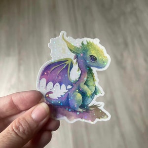 Pastel Dragon Holographic Sticker - Dragon Sticker - Fantasy Sticker - Diecut Sticker - Vinyl Stickers - Decal - Label - Laptop Sticker