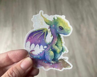 Pastel Dragon Holographic Vinyl Sticker – Fantasy Decal