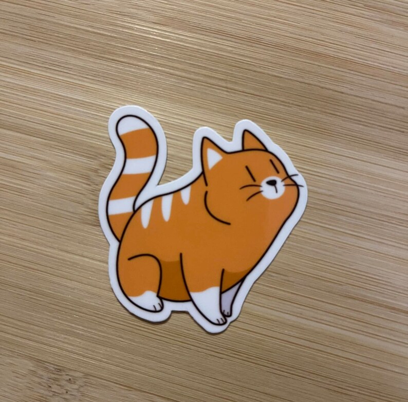 Kawaii Orange Tabby Cat Sticker, Water Resistant Vinyl Decal - Etsy