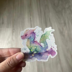 Pastel Dragon Holographic Sticker - Dragon Sticker - Fantasy Sticker - Diecut Sticker - Vinyl Stickers - Decal - Label - Laptop Sticker