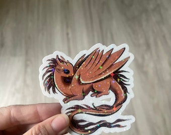 Fairy Dragon Holographic Sticker – Fantasy Diecut Vinyl Decal