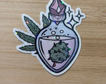 Holographic Pot Bud Potion Sticker