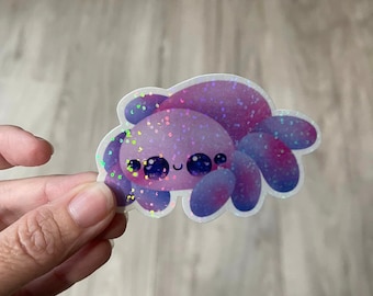 Purple Jumping Spider Holographic Vinyl Sticker - Laptop Decal