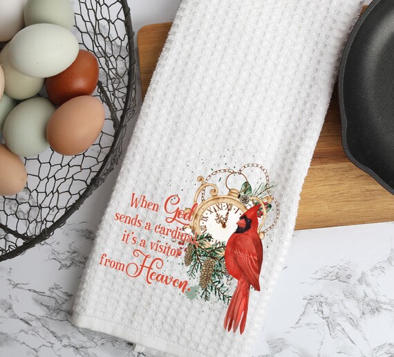 Christmas Cardinal Dish Towels Cardinal Tea Towels Cardinal 