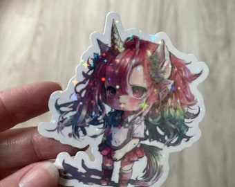 Kawaii Anime Unicorn Holographic Sticker - Waterproof Vinyl Decal