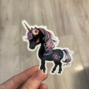 Black Unicorn Vinyl Sticker- Unicorn Vinyl Sticker -Unicorn Laptop Sticker - Notebook Sticker - Girls Unicorn Sticker - Goth Unicorn sticker
