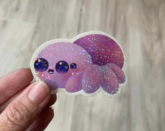 Lavender Jumping Spider Holographic Vinyl Sticker - 3" Diecut Decal
