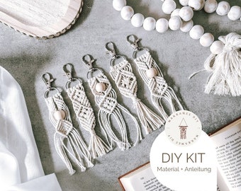 DIY Kit - 5er /10er Set Makramee Schlüsselanhänger, Makramee DIY Kit inkl. Video | Geschenk, Boho | DIY Schlüsselanhänger