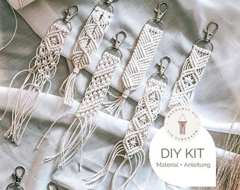 DIY Kit - 3er /6er Set Makramee Schlüsselanhänger, Makramee DIY Kit inkl. Video | Geschenk, Boho | DIY Schlüsselanhänger