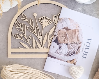 Makramee DIY Set „Thalia“ – Wanddeko mit Holzrahmen & Garn | Boho Blumen Wandkunst zum Selbermachen